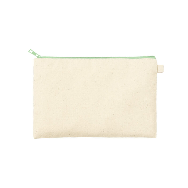 カラーファスナーキャンバスフラットポーチ(M) オリーブ