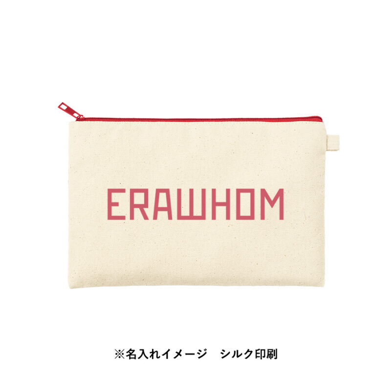 カラーファスナーキャンバスフラットポーチ(M)　オリーブ（6）