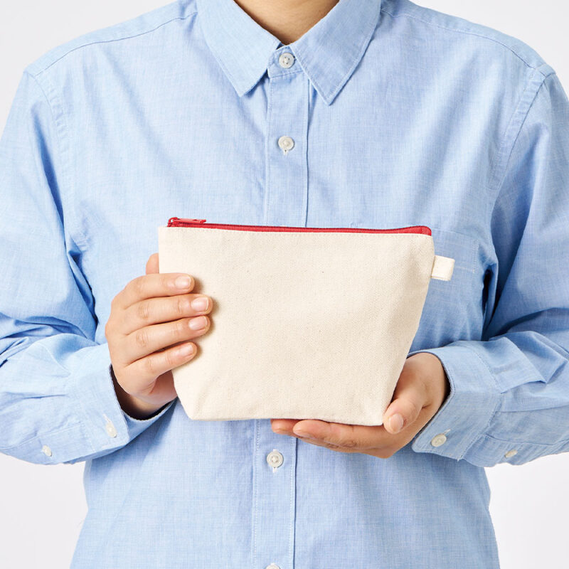 カラーファスナーキャンバスデイリーポーチ　ネイビー（2）