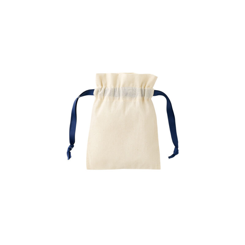 コットンカラーリボン巾着(SS)ネイビー