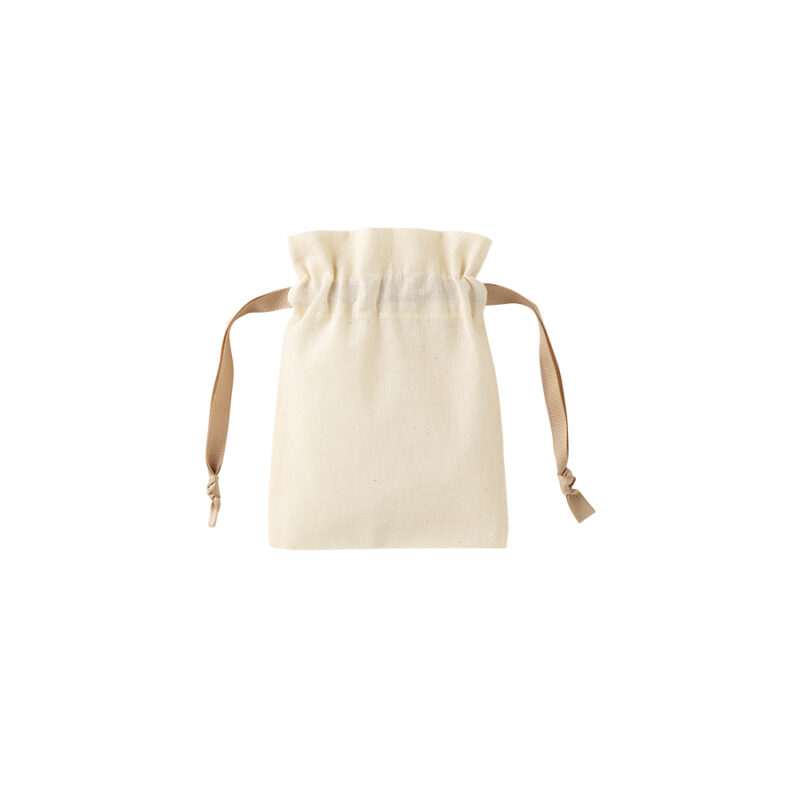 コットンカラーリボン巾着(SS)ベージュ