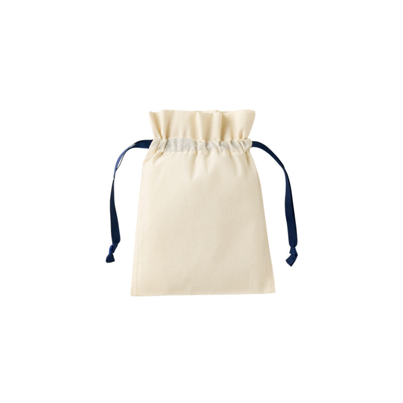 コットンカラーリボン巾着(S)ネイビー