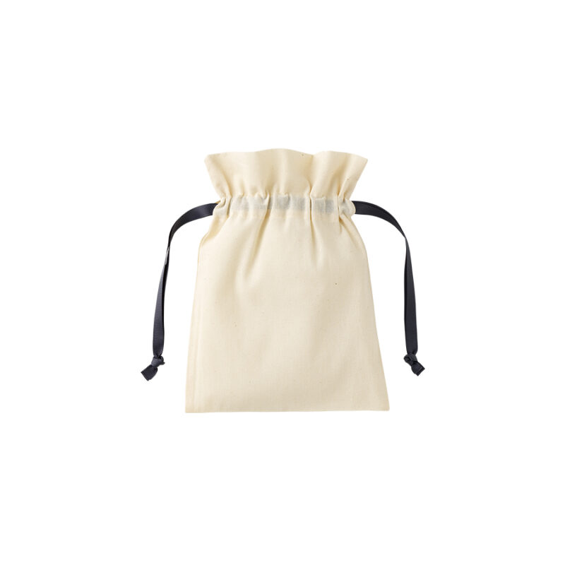 コットンカラーリボン巾着(S)ブラック