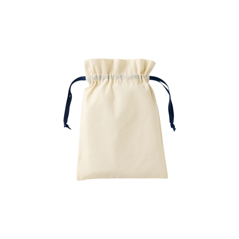 コットンカラーリボン巾着(M)ネイビー