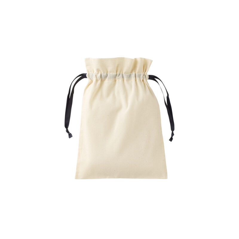 コットンカラーリボン巾着(M)ブラック