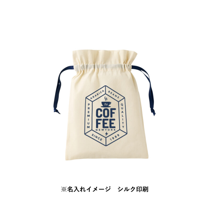 コットンカラーリボン巾着(M)ホワイト（6）