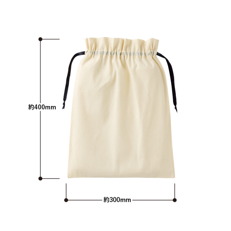 コットンカラーリボン巾着(L)ブラック（2）