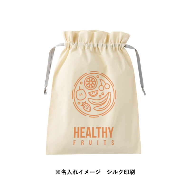 コットンカラーリボン巾着(L)ベージュ（6）