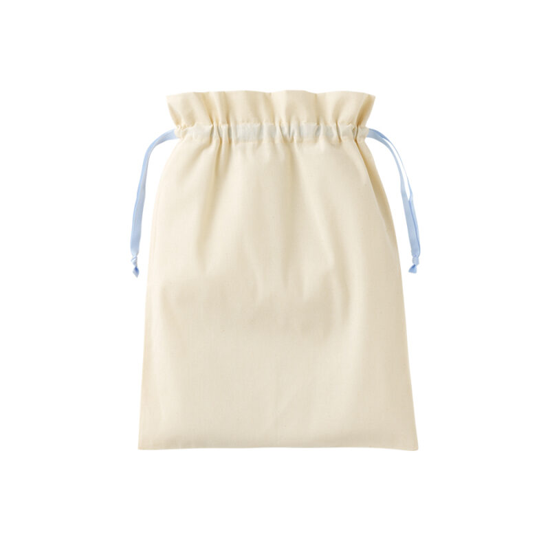 コットンカラーリボン巾着(L)ライトブルー