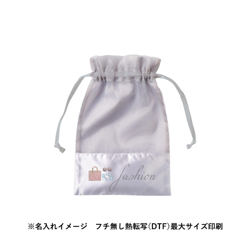 サテン&オーガンジー巾着(M) オフホワイト（9）