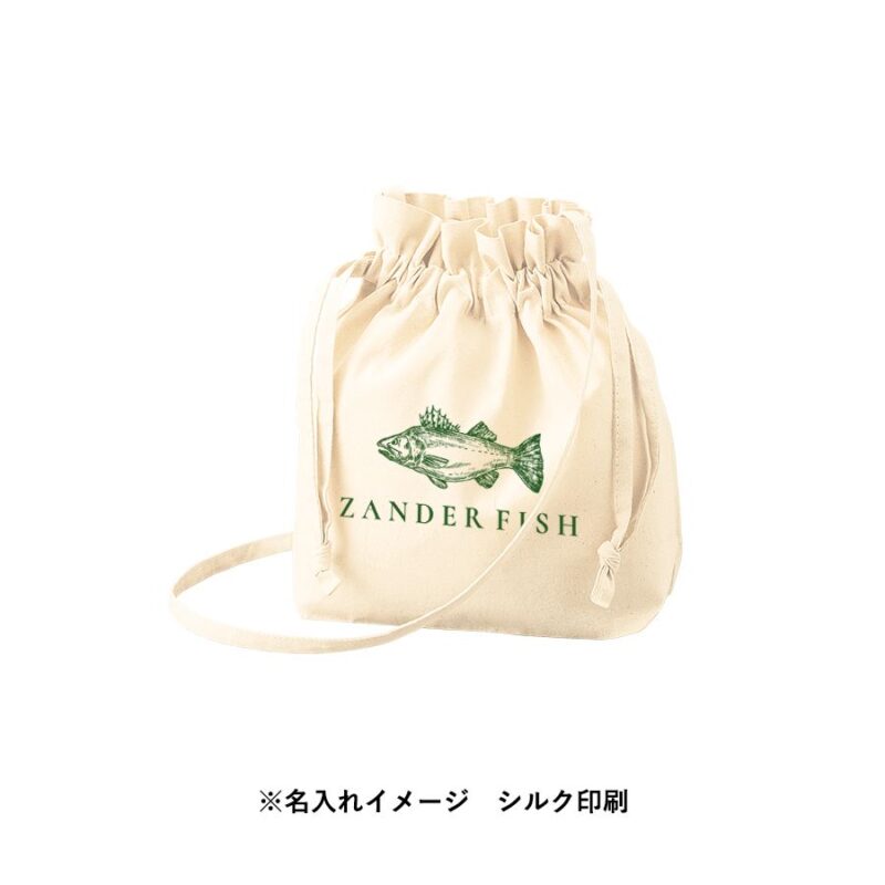 オーガニック厚手コットン　巾着ショルダーバッグ　ナチュラル（4）