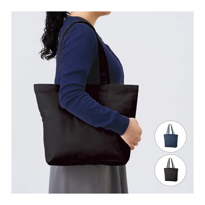 厚手コットンベーシックトート(M)ワイド　ネイビー（5）
