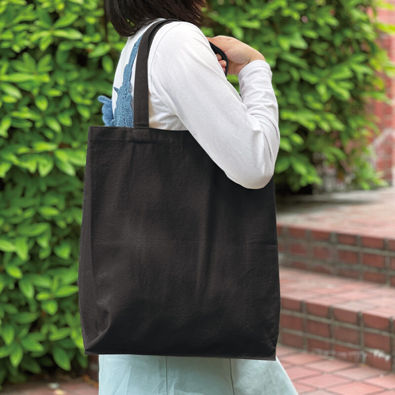 ライトキャンバス横マチトート　ブラック（2）