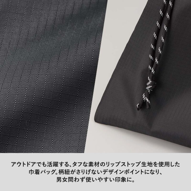 リップストップ巾着バッグ　ネイビー（5）