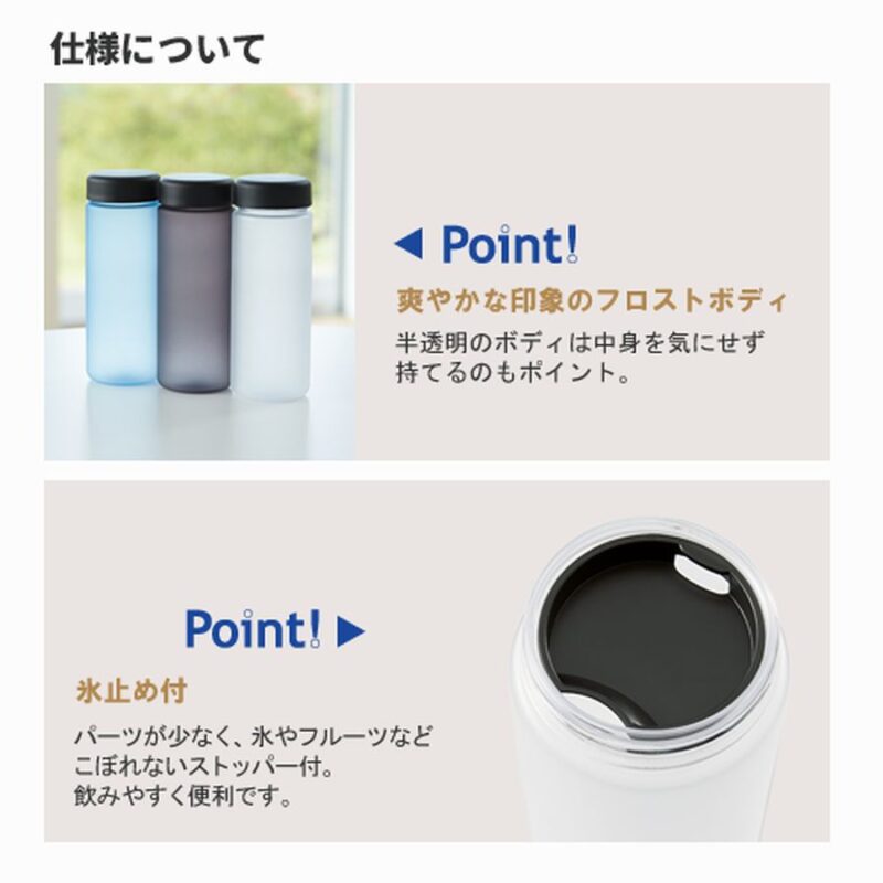 スリムフロストボトル 500ml ブラック（5）