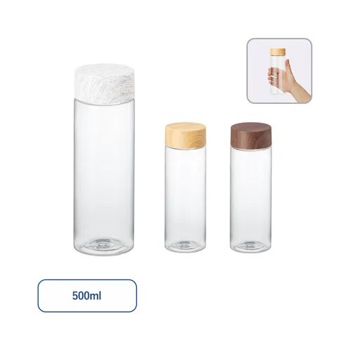 木目調キャップスリムクリアボトル500ml ナチュラル（4）