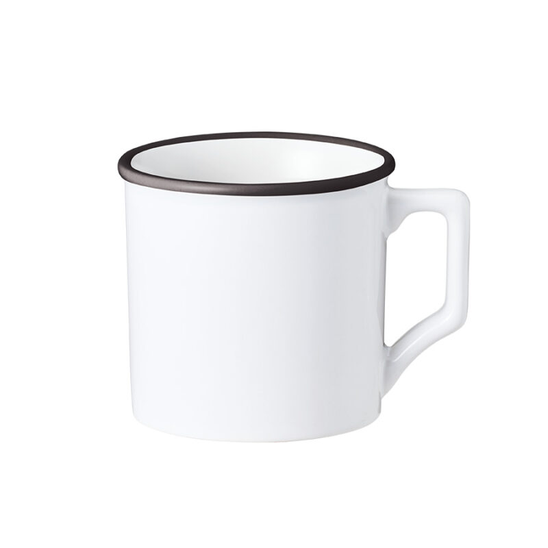 陶器マグストレート ラウンドリップ(M) ホワイト×ブラック