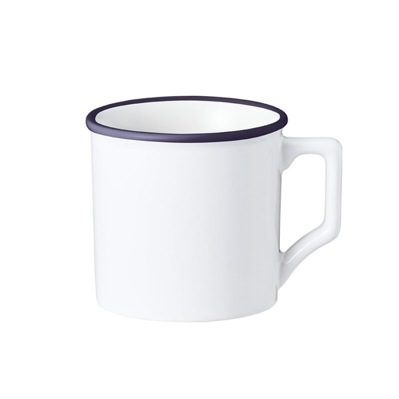 陶器マグストレート ラウンドリップ(M) ホワイト×ネイビー