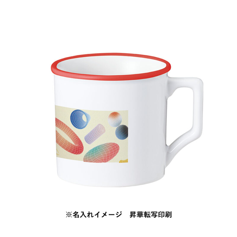 陶器マグストレート　ラウンドリップ(M)　ホワイト×レッド（7）