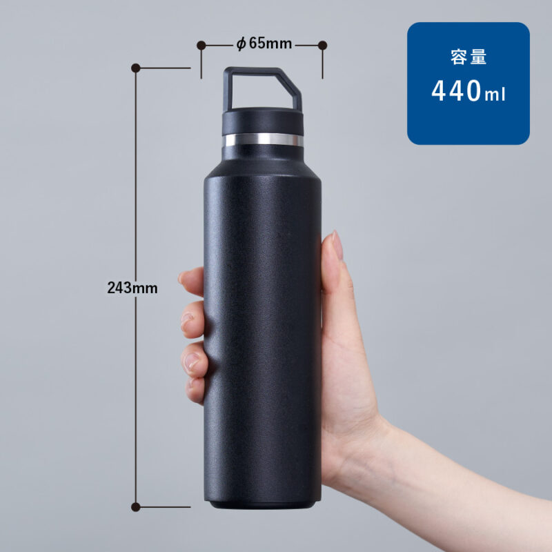 ZaLattoサーモハンドルスリムボトル ver.2 ダークシルバー（2）