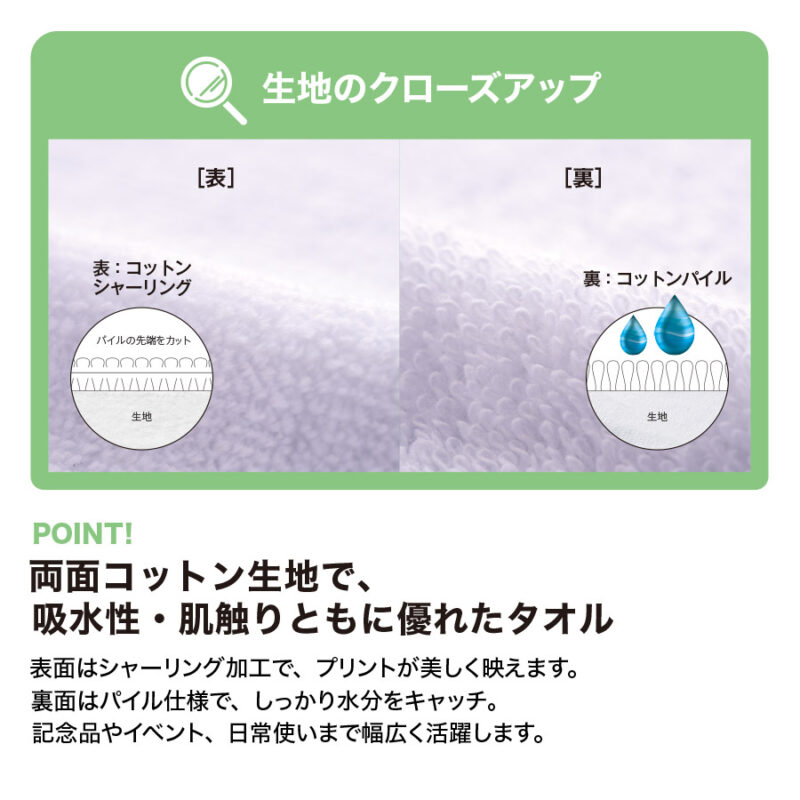 プリントしやすいコットンシャーリングカラビナ付ハンドタオル ホワイト（3）