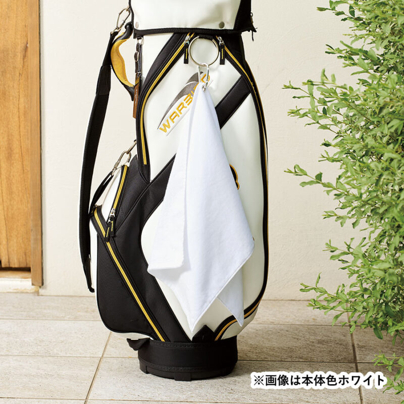 プリントしやすいコットンシャーリングカラビナ付フェイスタオル ホワイト（14）