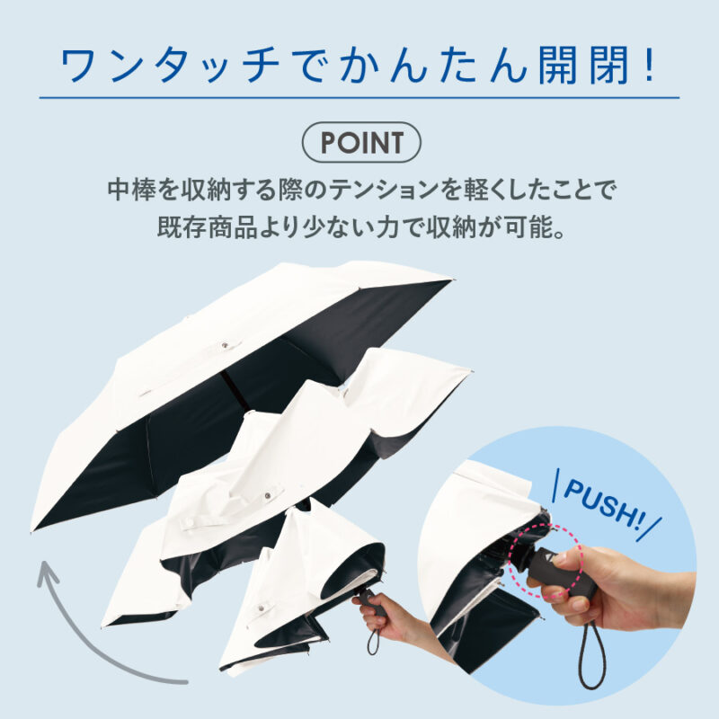自動開閉遮光折りたたみ傘(スムーズ収納タイプ) ネイビー（4）